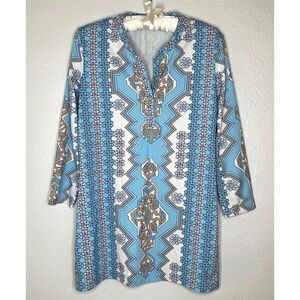 J. McLaughlin Tunic Top Catalina Stretch Blue Medium